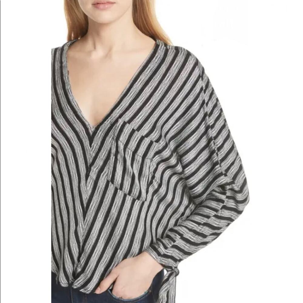 Free People black & white boho cropped tie front